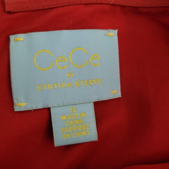 CeCe by Cynthia Steffe Satin Taffeta Cherry Red Bow Mini Dress 12 - Picture 3 of 3